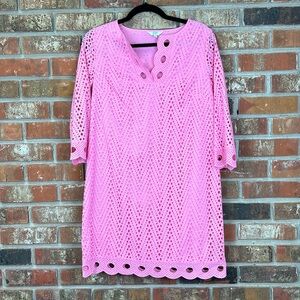 Crown & Ivy Pink Eyelet Dress Womens 2